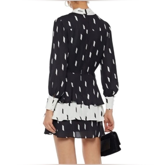 Alice + Olivia -Bow Tiered Crepe Mini Dress - Picture 3 of 6